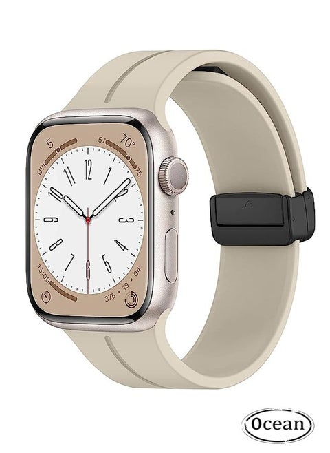 Magnetic Band D-buckle Silicone Sport Strap Replacement WristBand for Apple Watch SE Series 8/7/6/5/4/3/2/1 (38mm/40mm/41mm)