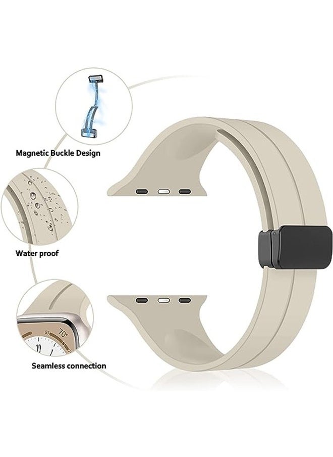 Ocean - Magnetic Band D-buckle Silicone Sport Strap Replacement WristBand for Apple Watch SE Series 8/7/6/5/4/3/2/1 (38mm/40mm/41mm) - Image 1