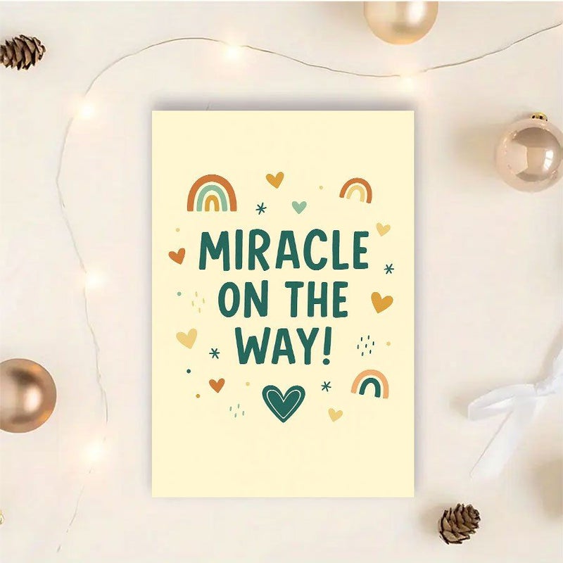 Miraculous Arrival Pregnancy Announcement Card With Envelope 1pc Keepsake for Gender Reveal - Image 4