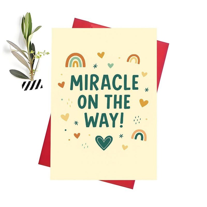 Miraculous Arrival Pregnancy Announcement Card With Envelope 1pc Keepsake for Gender Reveal - Image 1