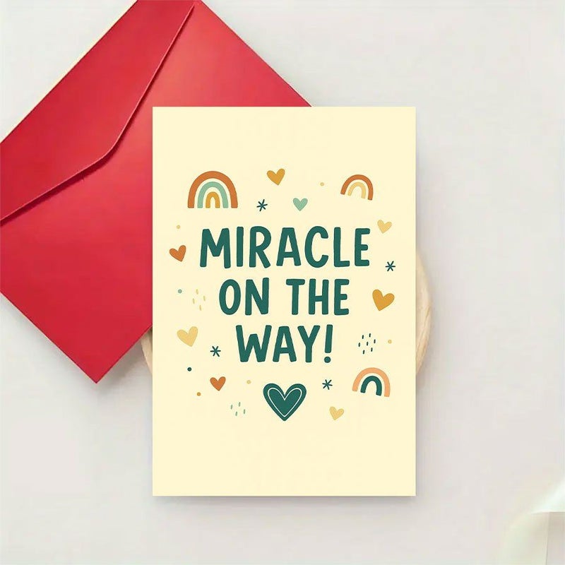 Miraculous Arrival Pregnancy Announcement Card With Envelope 1pc Keepsake for Gender Reveal - Image 5