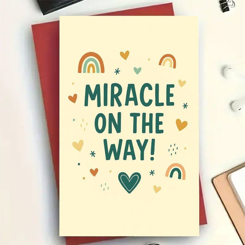 Miraculous Arrival Pregnancy Announcement Card With Envelope 1pc Keepsake for Gender Reveal - Image 2