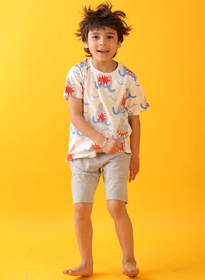 Anthrilo All-Over Shark Print Short Sleeve T-Shirt and Shorts Set - Image 3