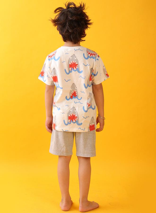 Anthrilo All-Over Shark Print Short Sleeve T-Shirt and Shorts Set - Image 1