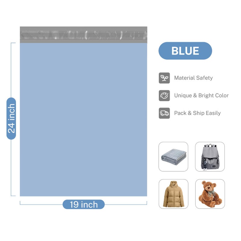 Metronic Poly Mailers 19x24 Inch 50 Pcs, Large Shipping Bags for Clothing, Strong Thick Mailing Bags with Self Adhesive Waterproof and Tear-Proof Large Package Bags for Small Business in Haze Blue - Image 5