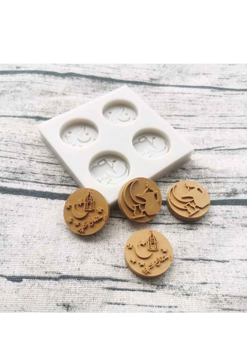 XiuWoo Eid 3 Cavity Arabic Letter Totem Shape DIY Plaster Clay Craft Pudding Biscuit Chocolate Soap silicone Mold - Image 2