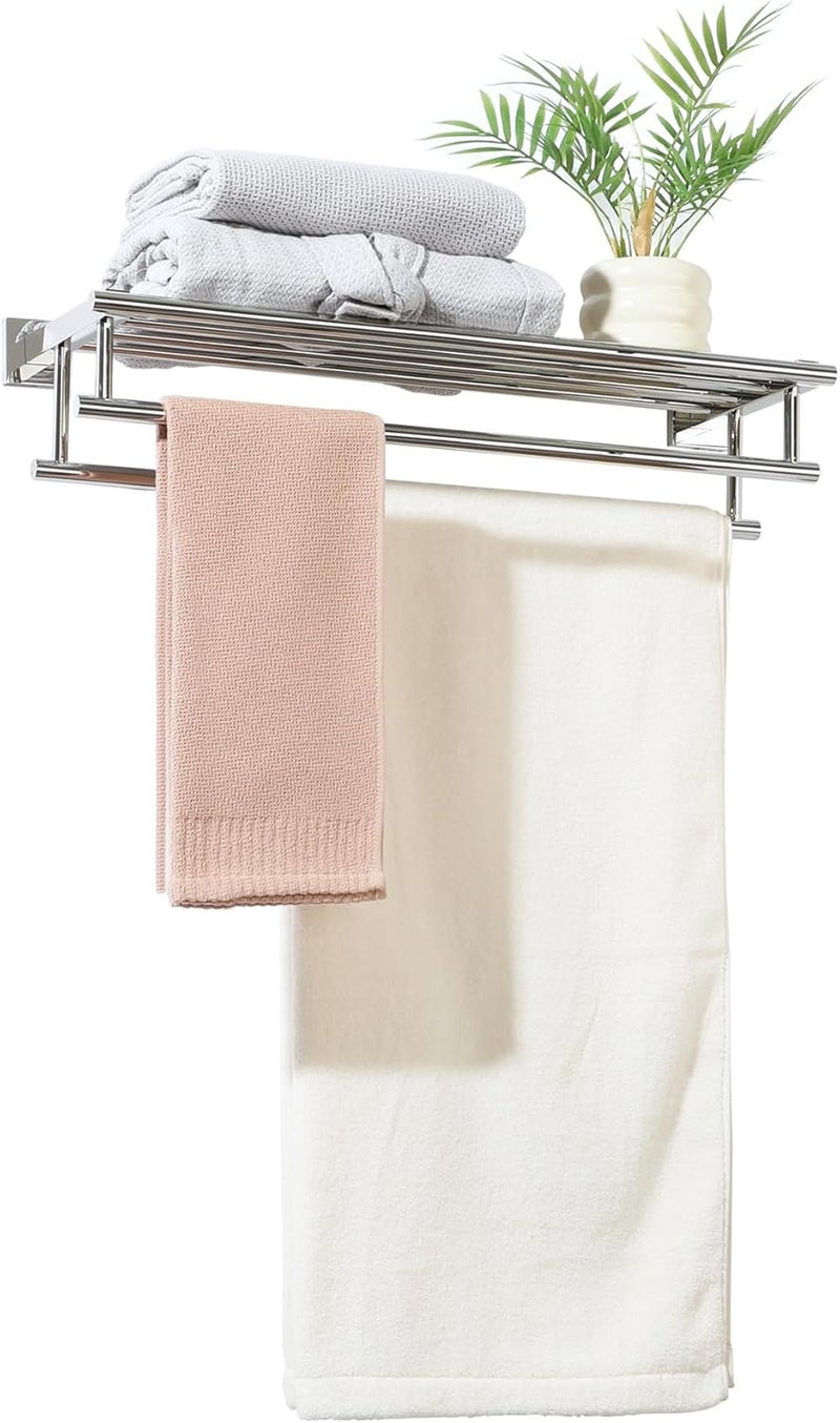 Alise Towel Rack,Towel Hanger Towel Shelf with Double Towel Bars for Bathroom Lavatory,20 Inch SUS 304 Stainless Steel Wall Mount Towel Holder,Polished Chrome - Image 1