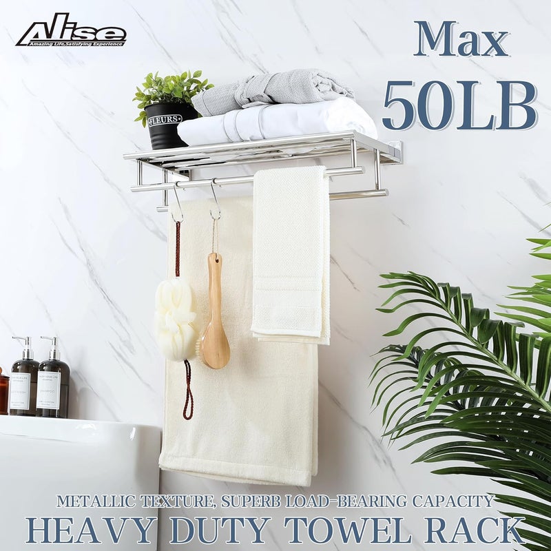 Alise Towel Rack,Towel Hanger Towel Shelf with Double Towel Bars for Bathroom Lavatory,20 Inch SUS 304 Stainless Steel Wall Mount Towel Holder,Polished Chrome - Image 5