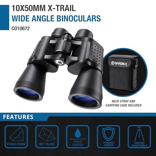 Barska X-Trail 10x50mm Binoculars – Long Range Viewing, Fully Coated Optics, BK-7 Prisms, Rubber Armor for Hunting, Birding & Sports - Image 2