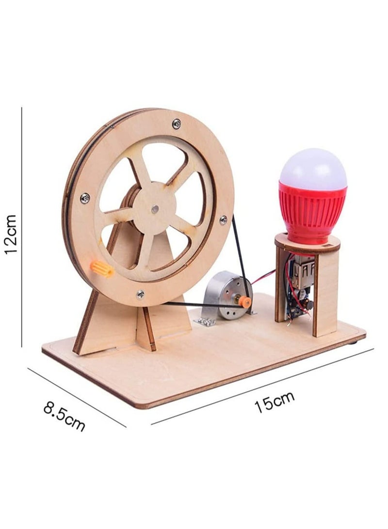 VIUAUAX مولد كهربائي خشبي يدوي التحريك، لعبة مولد يدوي للمولدات العلمية، لعبة مولد يدوي للتجارب الفيزيائية لغز المصباح الكهربائي، تجارب علمية للأطفال من سن 6-14 سنة - Image 3