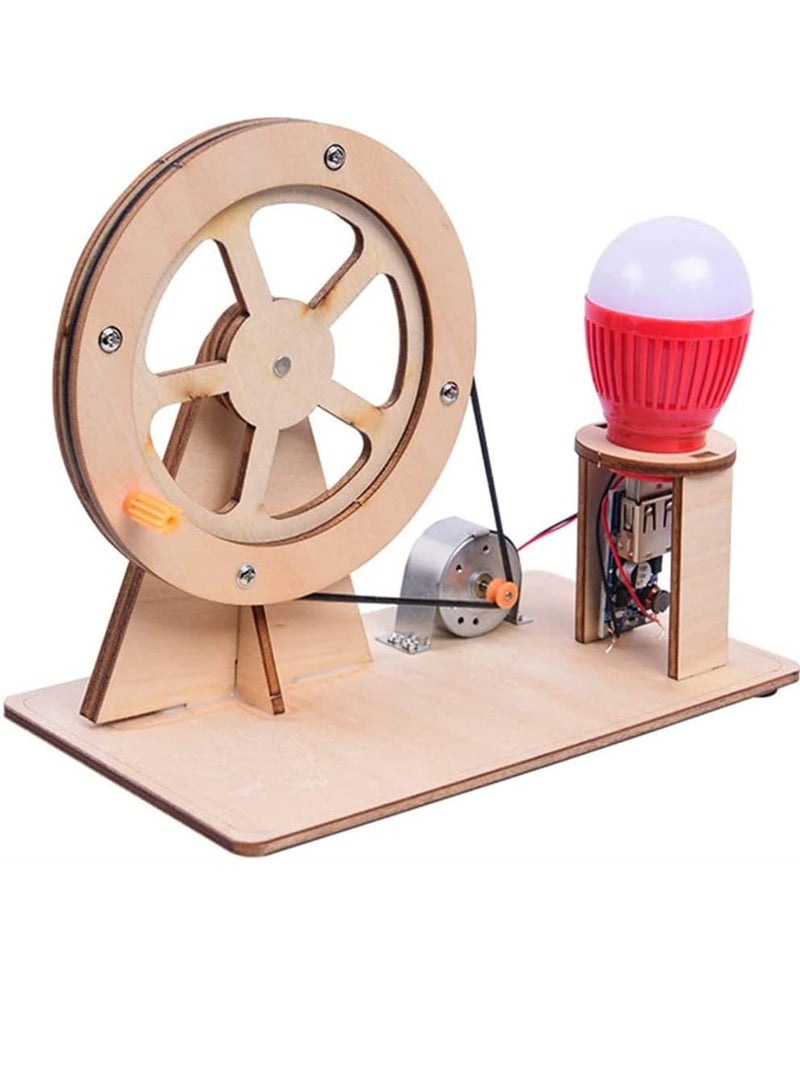 VIUAUAX مولد كهربائي خشبي يدوي التحريك، لعبة مولد يدوي للمولدات العلمية، لعبة مولد يدوي للتجارب الفيزيائية لغز المصباح الكهربائي، تجارب علمية للأطفال من سن 6-14 سنة - Image 1