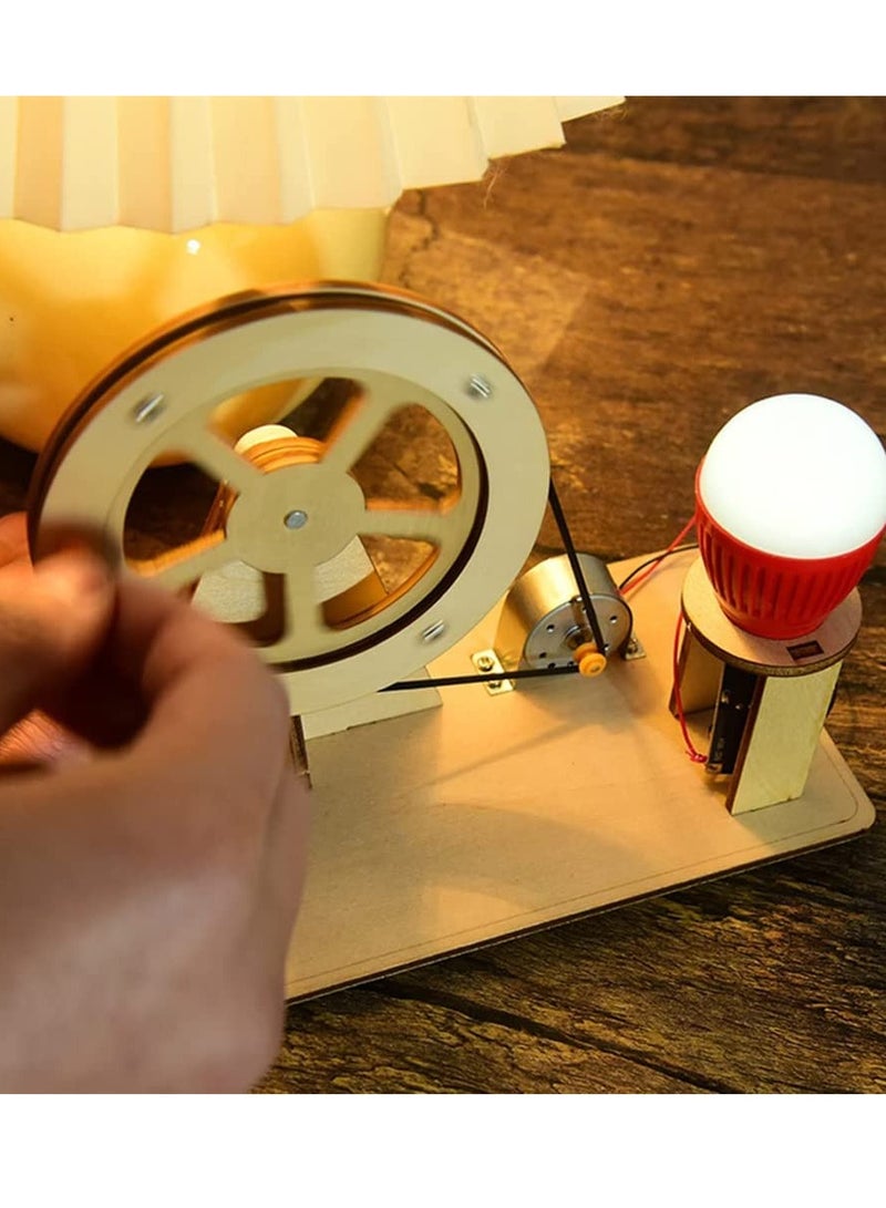 VIUAUAX مولد كهربائي خشبي يدوي التحريك، لعبة مولد يدوي للمولدات العلمية، لعبة مولد يدوي للتجارب الفيزيائية لغز المصباح الكهربائي، تجارب علمية للأطفال من سن 6-14 سنة - Image 2