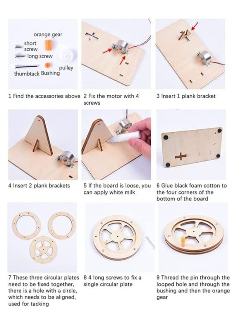 VIUAUAX مولد كهربائي خشبي يدوي التحريك، لعبة مولد يدوي للمولدات العلمية، لعبة مولد يدوي للتجارب الفيزيائية لغز المصباح الكهربائي، تجارب علمية للأطفال من سن 6-14 سنة - Image 4