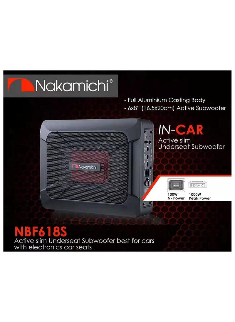 NAKAMICHI Nakamichi NBF618S - 6x8" Slim Active Under seat  Car Subwoofer | Nominal Power 100W, Peak Power 1000W  - Image 3