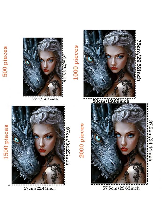 2000 Pcs Wooden Jigsaw Puzzle For Adults Intricate Dragon Woman Design Home Decor Gift - Image 4