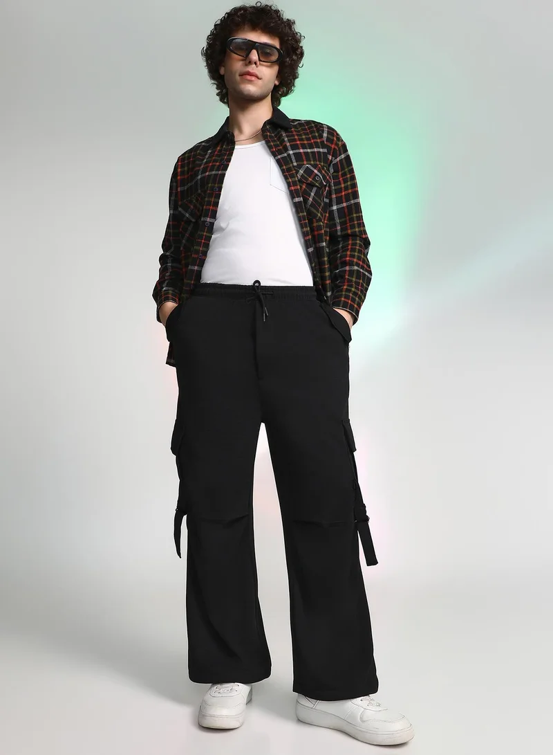 كامبوس سوترا Men's Onyx Black Textured Modular Utility Trousers
