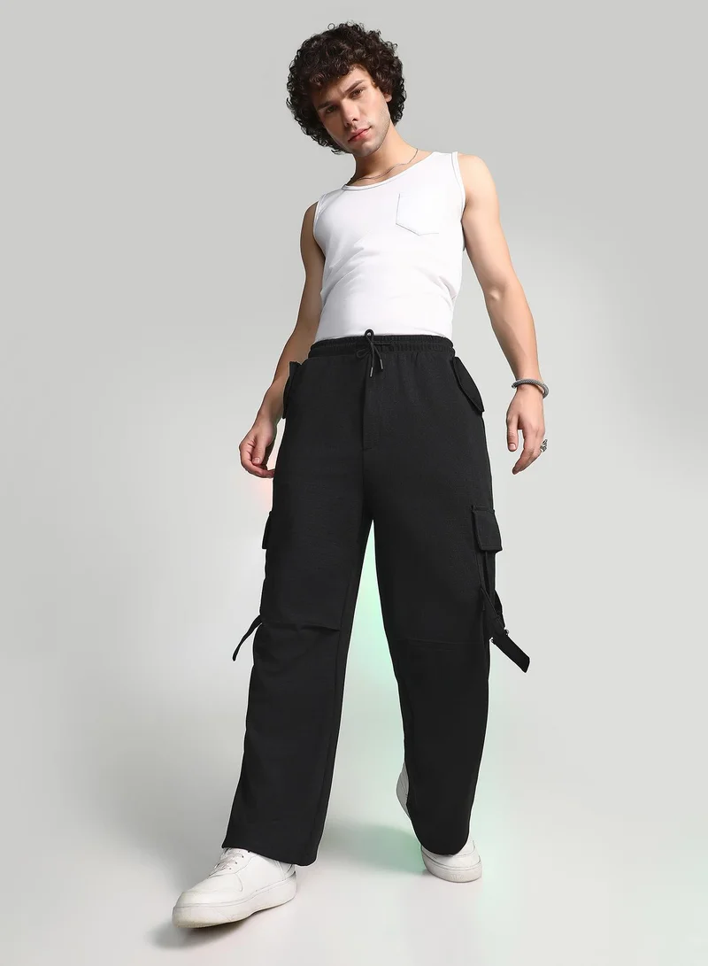 كامبوس سوترا Men's Onyx Black Textured Modular Utility Trousers