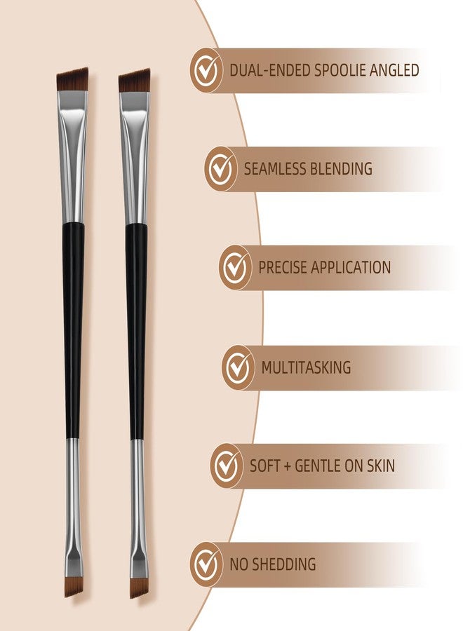 MyAoKuE-UP 2 Pcs Premium Eyebow Brush Angled Eye Brow Brush & Spoolie – Precision Eye Makeup Tool for Applying & Blending Powder, Gel & Liquids - Image 4