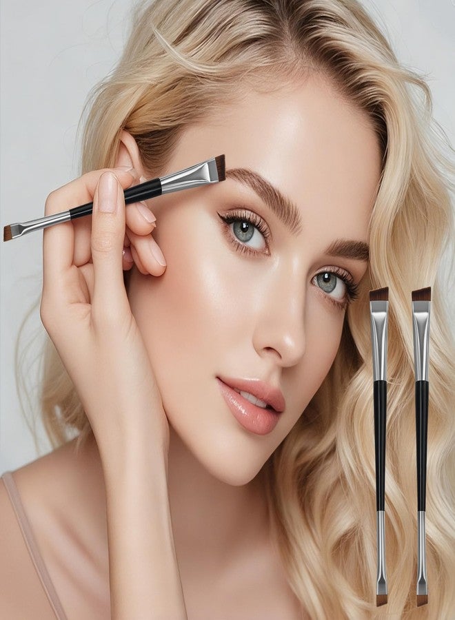 MyAoKuE-UP 2 Pcs Premium Eyebow Brush Angled Eye Brow Brush & Spoolie – Precision Eye Makeup Tool for Applying & Blending Powder, Gel & Liquids - Image 2