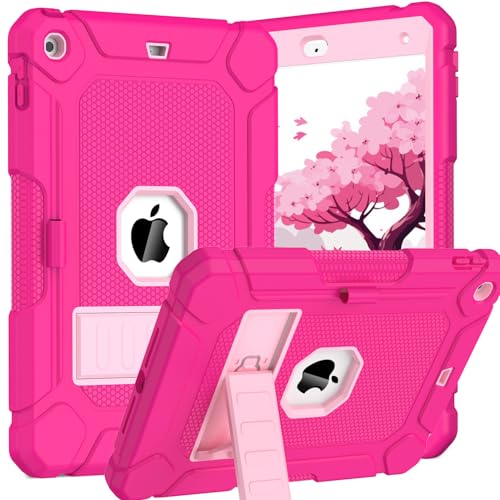 BMOUO Case for iPad 9th 8th 7th Generation (10.2 inch, 2021/2020/2019), Shockproof Protective iPad 10.2 Case with Built-in Stand/Pencil Holder, Rose Pink - Image 1