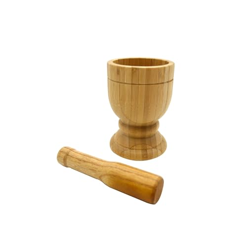 IMUSA USA Bamboo Mortar and Pestle, Small, Natural - Image 1