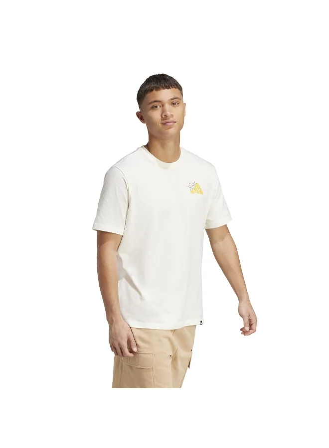 Adidas M Cheese T White Graphic Tee (Short Sleeve) T-Shirts For Men