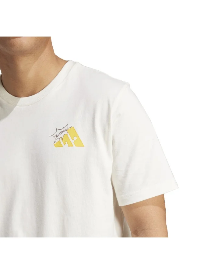 Adidas M Cheese T White Graphic Tee (Short Sleeve) T-Shirts For Men