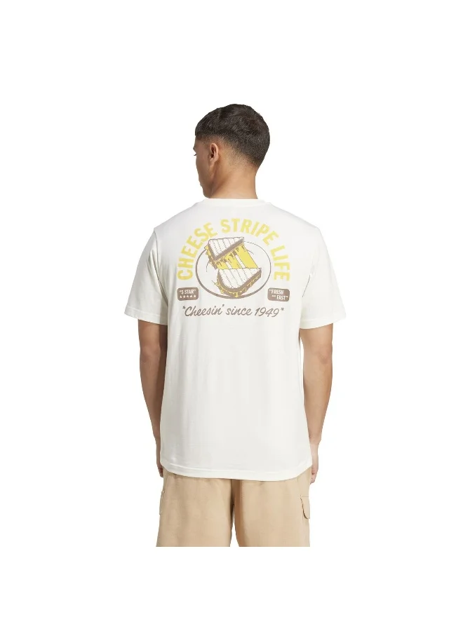 Adidas M Cheese T White Graphic Tee (Short Sleeve) T-Shirts For Men