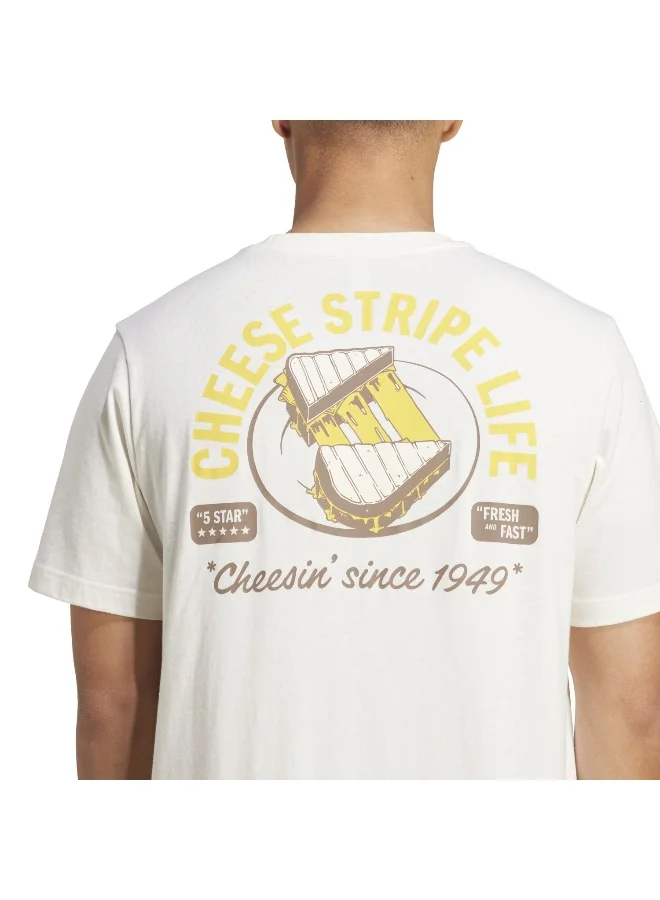 Adidas M Cheese T White Graphic Tee (Short Sleeve) T-Shirts For Men