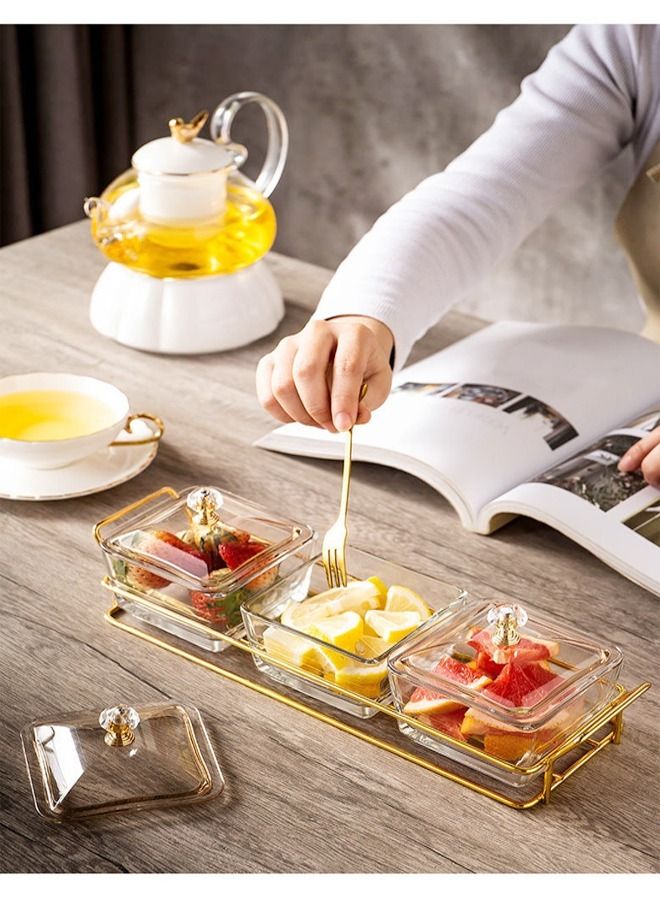 fashionhome 3 Pieces Multipurpose Light Luxury Fruits and Snack Storage Bowls With Tray - Image 2