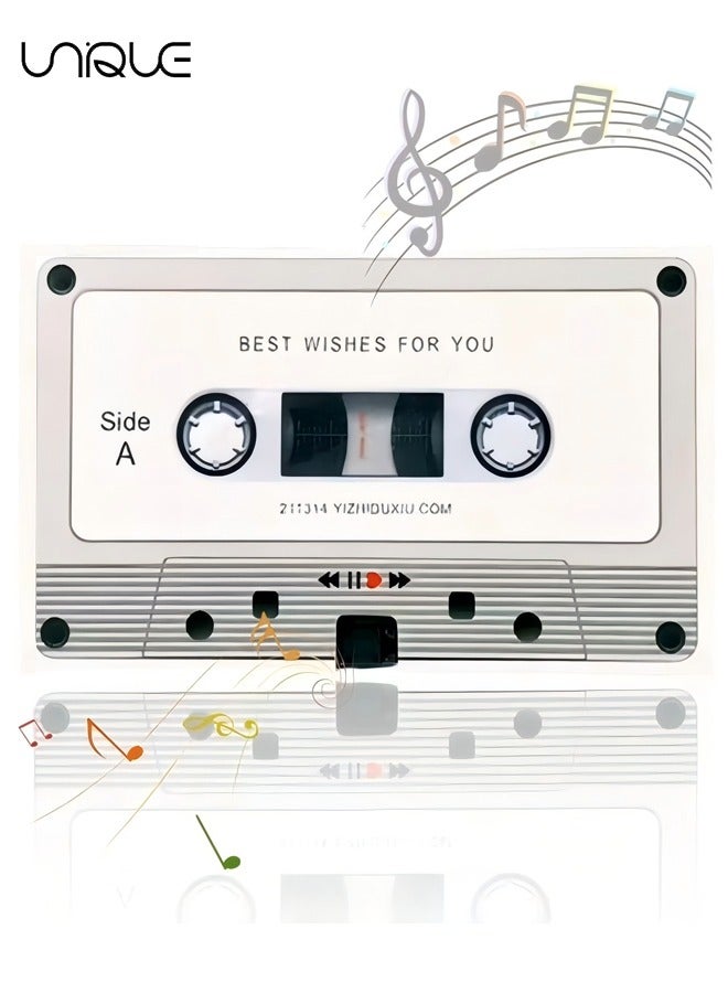Unique Voice Greeting Card – 60 Second Recordable Audio Card with Playback – Retro Cassette Talking Sound Card – Personalized Voice Message Greeting for Birthday, Wedding, Anniversary, Special Occasions – White - Image 1
