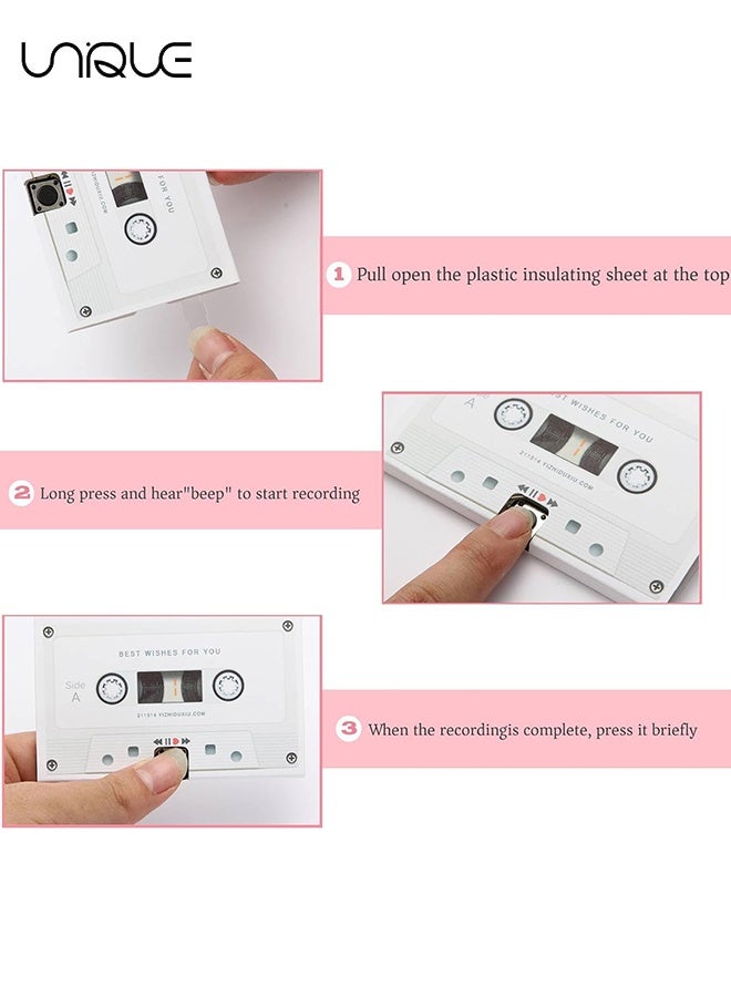 Unique Voice Greeting Card – 60 Second Recordable Audio Card with Playback – Retro Cassette Talking Sound Card – Personalized Voice Message Greeting for Birthday, Wedding, Anniversary, Special Occasions – White - Image 4
