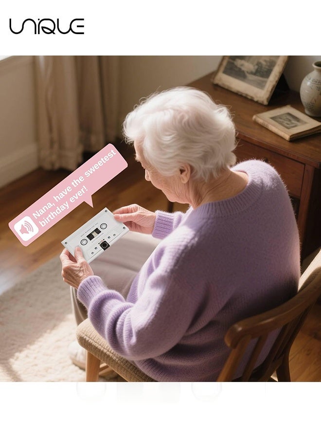 Unique Voice Greeting Card – 60 Second Recordable Audio Card with Playback – Retro Cassette Talking Sound Card – Personalized Voice Message Greeting for Birthday, Wedding, Anniversary, Special Occasions – White - Image 3