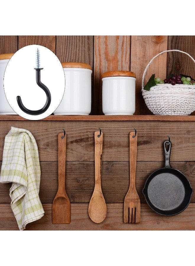 ECVV 25 Pcs Heavy Duty Ceiling Hooks for Hanging Plant, 2.9 inch Black Spiral Hooks for Kitchen Garden Ceiling Hanging, Vinyl Coated Screw-in Kitchen Hooks Black - Image 3