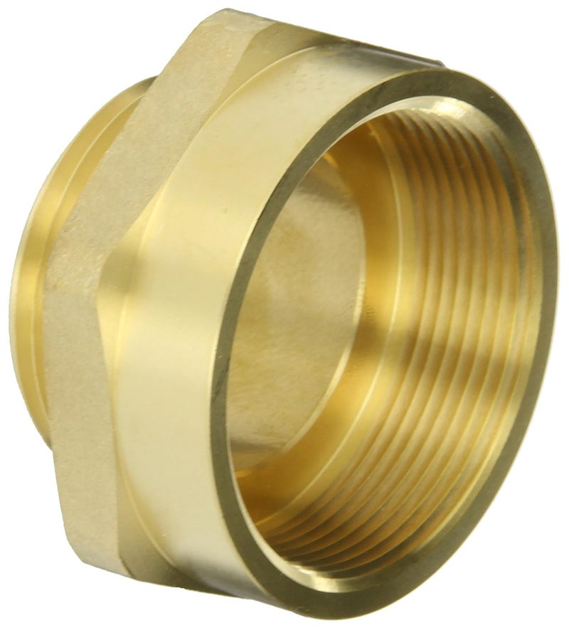 Dixon Valve FM2015F Brass Fire Equipment, Hex Nipple, 2" NPT Female x 1-1/2" NST (NH) Male - Image 1