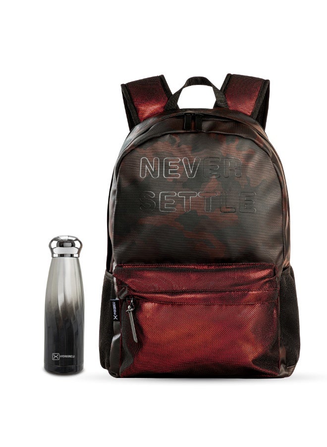 Hydrobrew 18" Backpack w/ Double Wall Stainless Steel Water Bottle 420ml – Brown & Graphite Glow - Image 1