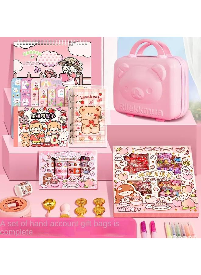 Bluejw Hand Ledger Large Capacity Suit School Supplies Girls Gift Bags Stationery Gifts Online Popular Children's Learning Suit - Image 3