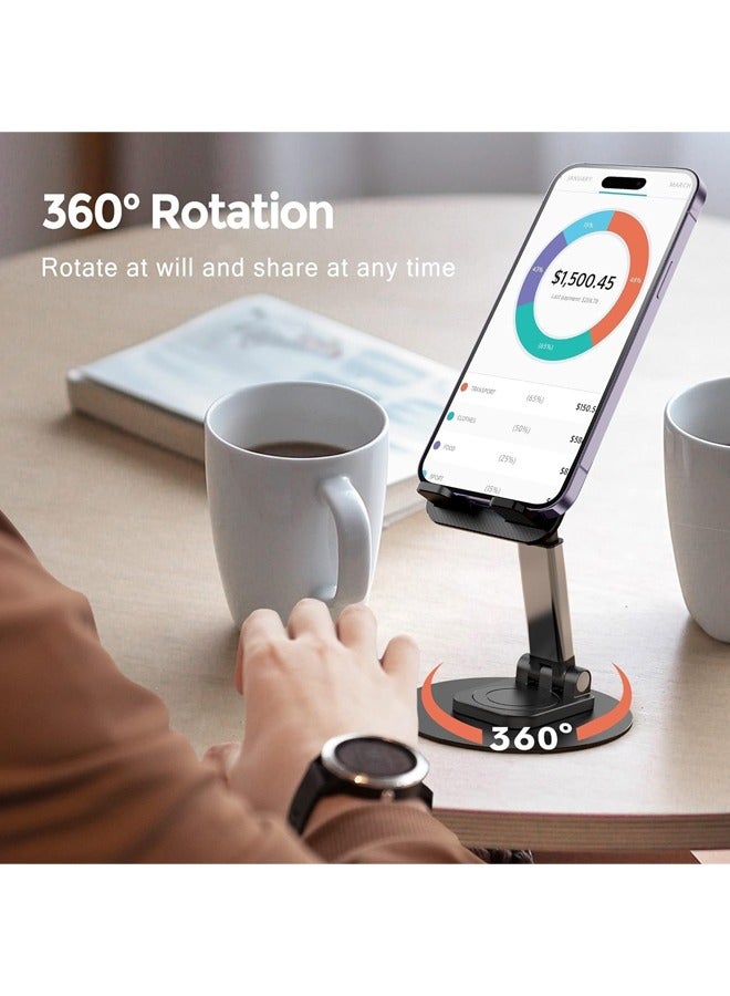 360° Mobile Stand For Desk, Phone Holder For Office Desk Cell Phone Mount For Video Recording Adjustable Travel Phone Stand For iPhone 16/15 Series, Galaxy S24/23, Xiaomi, iPad mini - Image 3