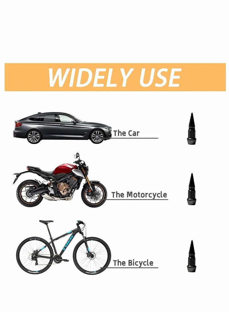 Spiked Aluminum Tire Valve Caps 4 Pack Stylish Dustproof Accessories for Cars Compatible with Most Vehicles Black - Image 4