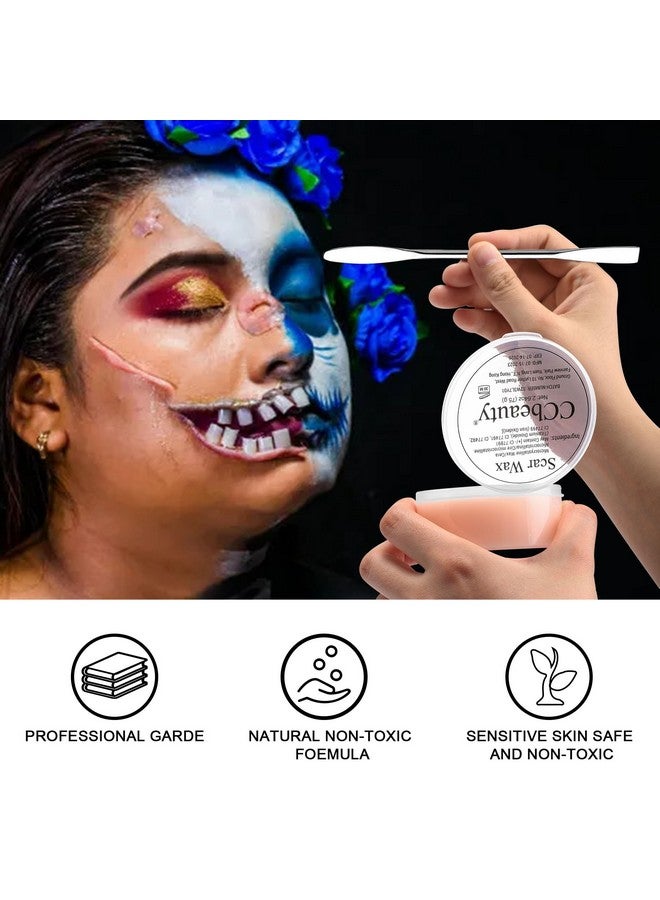 CCbeauty Halloween Scar Wax Kit 2.7Ozsfx Special Effects Stage Makeup Fake Wound Mouldable Wax With Spatula Tool For Fake Cuts Nose Putty Makeupstage Film Costumes Cosplay Sfx Fair Light Skin - Image 3