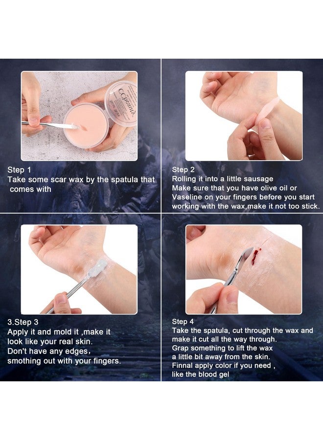 CCbeauty Halloween Scar Wax Kit 2.7Ozsfx Special Effects Stage Makeup Fake Wound Mouldable Wax With Spatula Tool For Fake Cuts Nose Putty Makeupstage Film Costumes Cosplay Sfx Fair Light Skin - Image 5