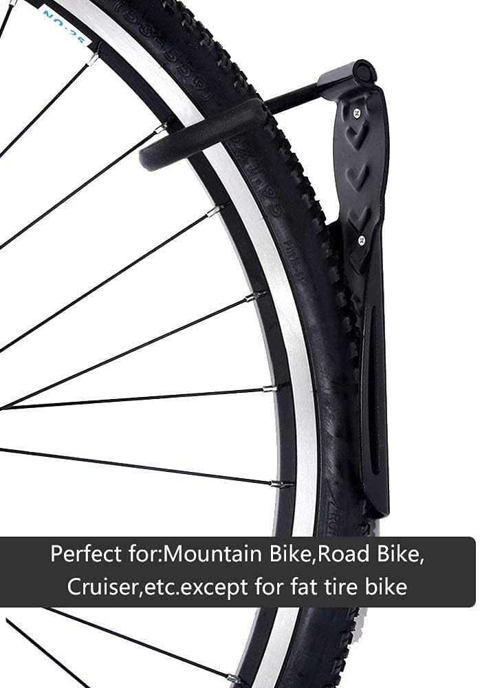 DIRZA Bike Wall Mount Rack with Tire Tray - Vertical Bike Storage Rack for Indoor,Garage,Shed - Easy to install - Great for Hanging Road,Mountain or Hybrid Bikes - Screws Included - 2 Pack - Image 3
