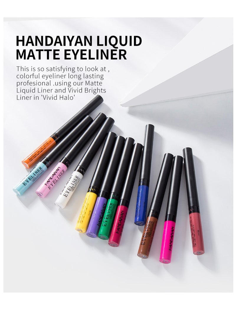 Handaiyan Waterproof Eyeliner color Liquid Liner Matte Finish Professional Makeup Long Lasting Quick Smudge Proof Hyper Drying Resistant Stay All Day Waterline Winged Instant Result  - Image 5