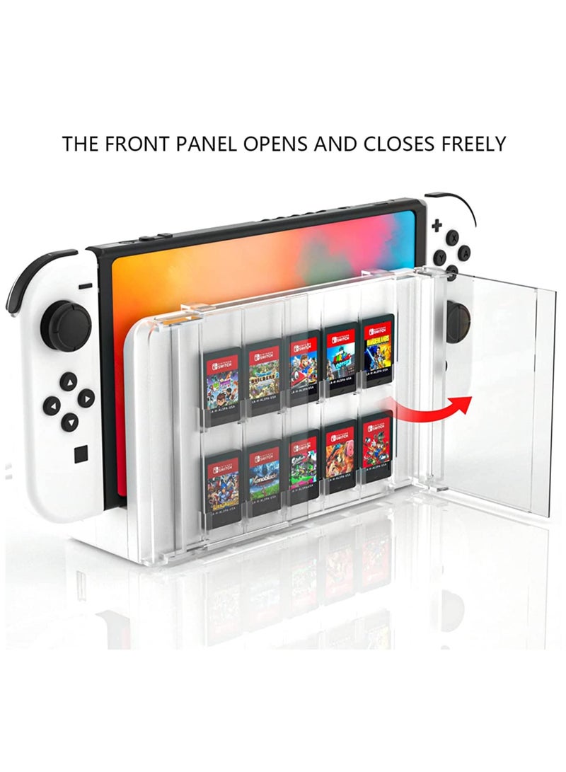 SOLARAE Premium Game Card Case for Switch OLED, Switch Card Case Cartridge Game Card Display Cabinet Box, Crystal Clear Game Cartridge Holder for Switch OLED Charging Station (10 Slots) - Image 3