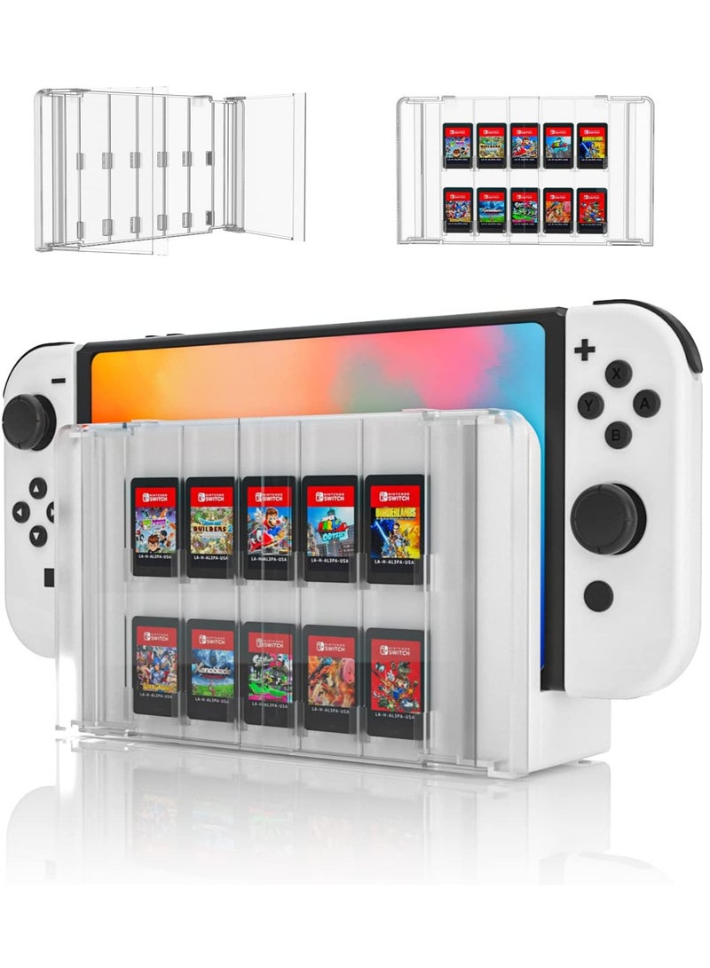 SOLARAE Premium Game Card Case for Switch OLED, Switch Card Case Cartridge Game Card Display Cabinet Box, Crystal Clear Game Cartridge Holder for Switch OLED Charging Station (10 Slots) - Image 1