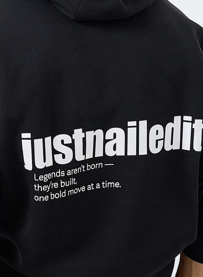 ستايلي هودي واسع بطبعة كتابة على الظهر - Image 4