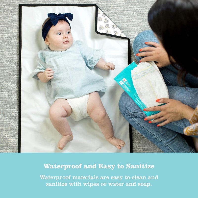 J.L. Childress Disney Baby by J.L. Childress Full Body Portable Changing Pad for Babies - Diaper Changing Mat for Travel, Baby Accessory Essentials, Wipeable & Water-Resistant, Foldable - Mickey Minnie Ivory - Image 4