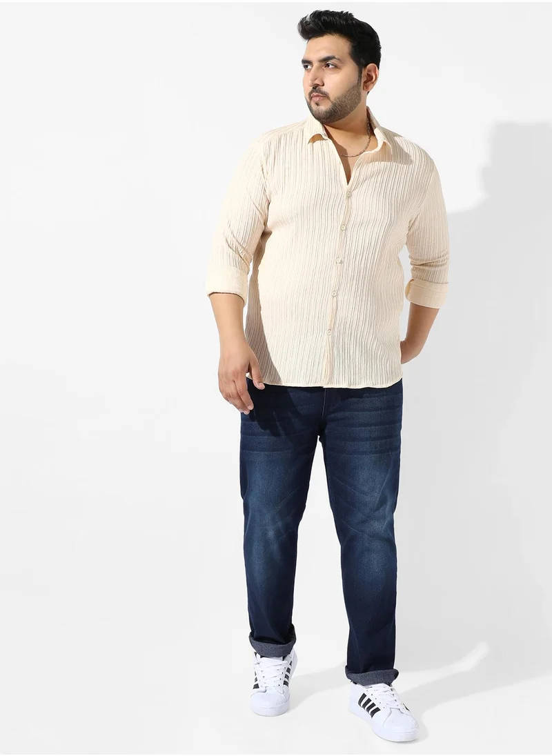 Instafab Plus Vertically Creased Shirt