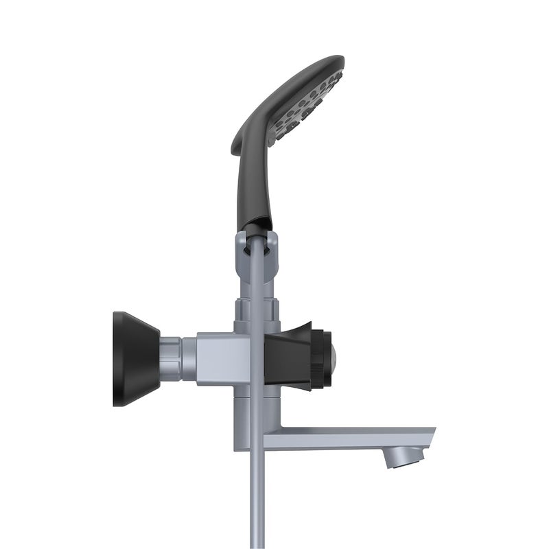 R. N. RN PTMT Superior Plastic Wall Mixer Telephonic with Crutch MetallicGreyBlackDual Wall Mixer 3in1 Wall Mount Installation_RNG2P09B12 Hand Shower Hose Pipe are not Included - Image 5