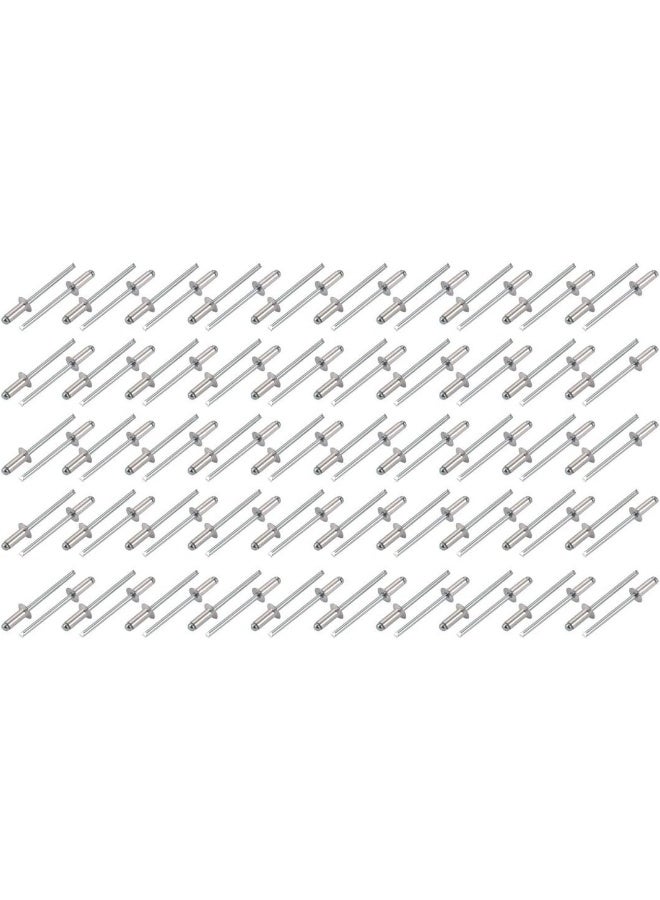 Aluminum Open End Countersunk Head Blind Rivets  Silver Tone, 100 Pieces, M4X10Mm  - Image 1